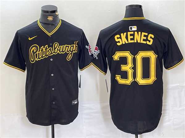 Mens Pittsburgh Pirates #30 Paul Skenes Black Stitched Baseball Jersey